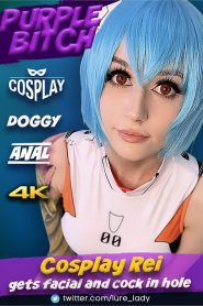 Cosplay Rei Gets Facial and Cock in Hole